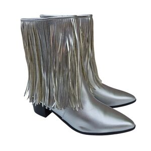 Chase & Chloe Malena Fringe Western Ankle Boots